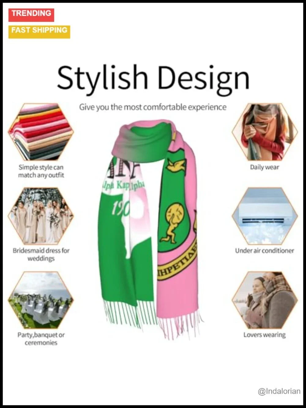 Imitation Cashmere Wrap Scarf with Tassels for Women Evening Dress